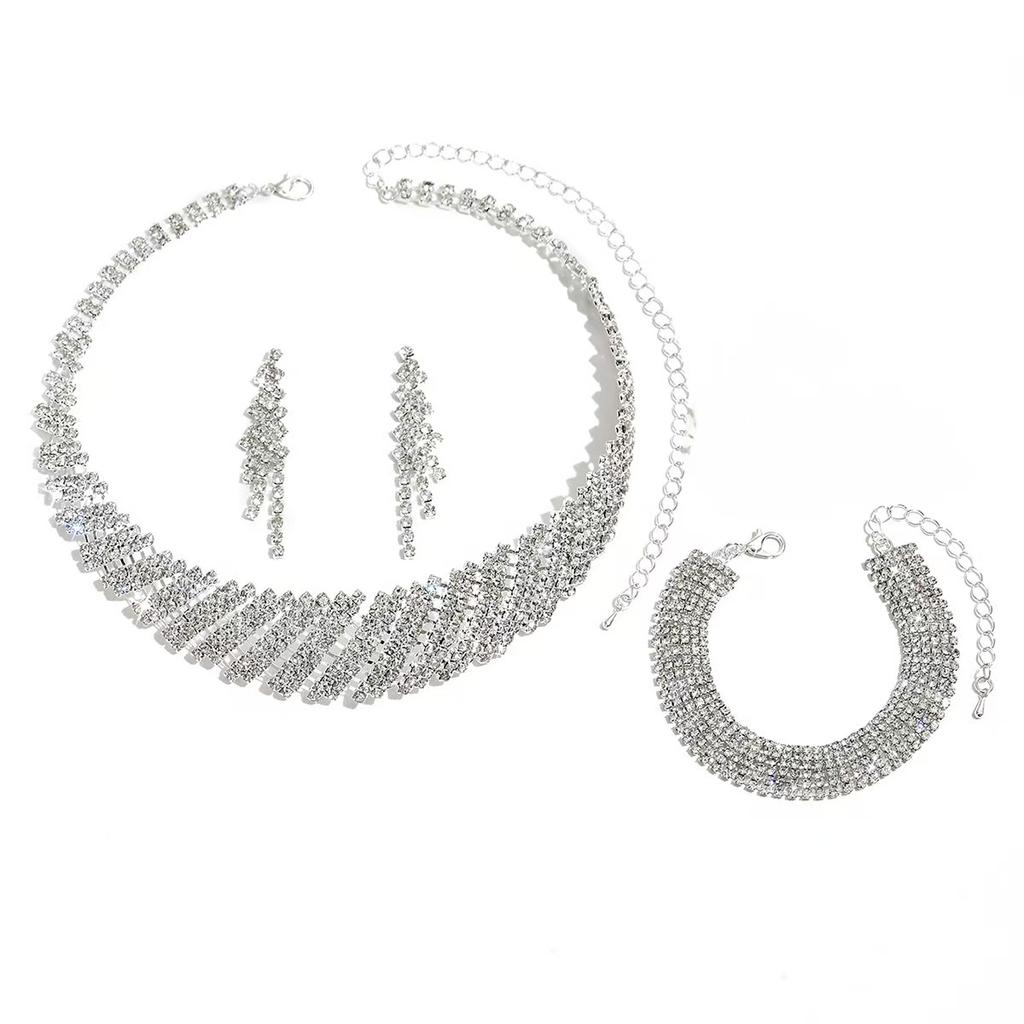 Ladies Accessories Dinner Banquet Accessories Five-Piece Jewelry Wedding Women'S Necklace Earrings Bracelet Ring