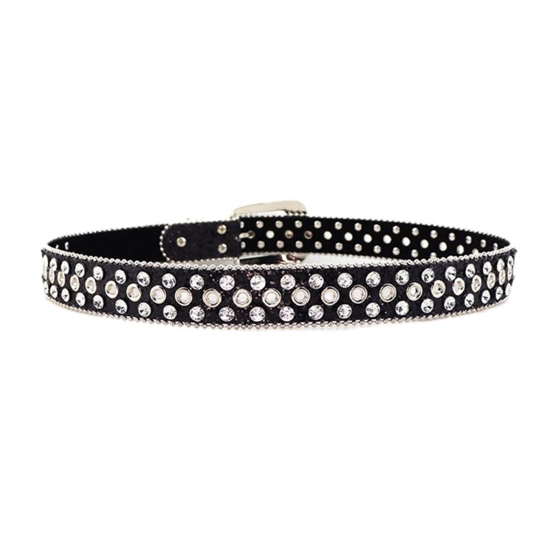 Vintage Glittered Belt Jeans Waistband Punk Style Studded Belt Waistband for Street Player Club Party Wear