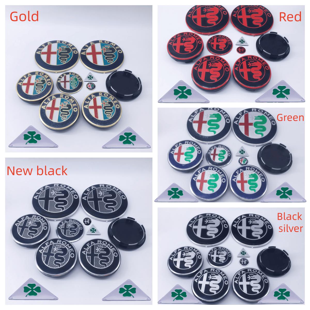 

11pcs 50mm 56mm 60mm Car Hood Trunk Steering Wheel Badge for Alfa Romeo Brera New Spider Giulietta Mito Giulia Wheel Center Cap 11pcs Green