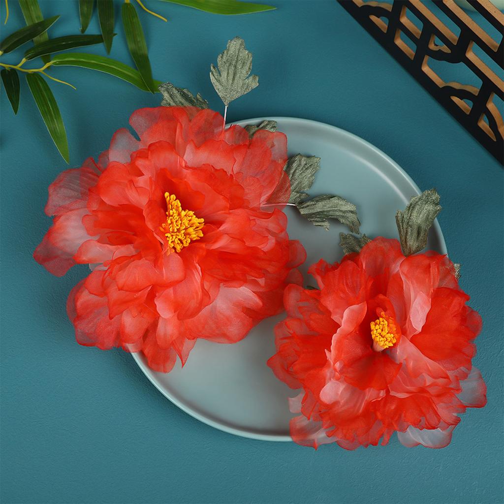 1 Pair Flower Hairpin For Women Handmade Gauze Gradient Peony Hair Clip Elegant Fairy Floral Hair Pin Exquisite Hair Accessories