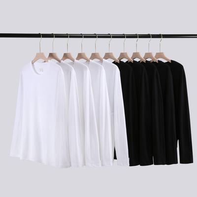Live Broadcast 230g Heavyweight Pure Cotton Solid Color Long Sleeve T-Shirt with Printed Logo