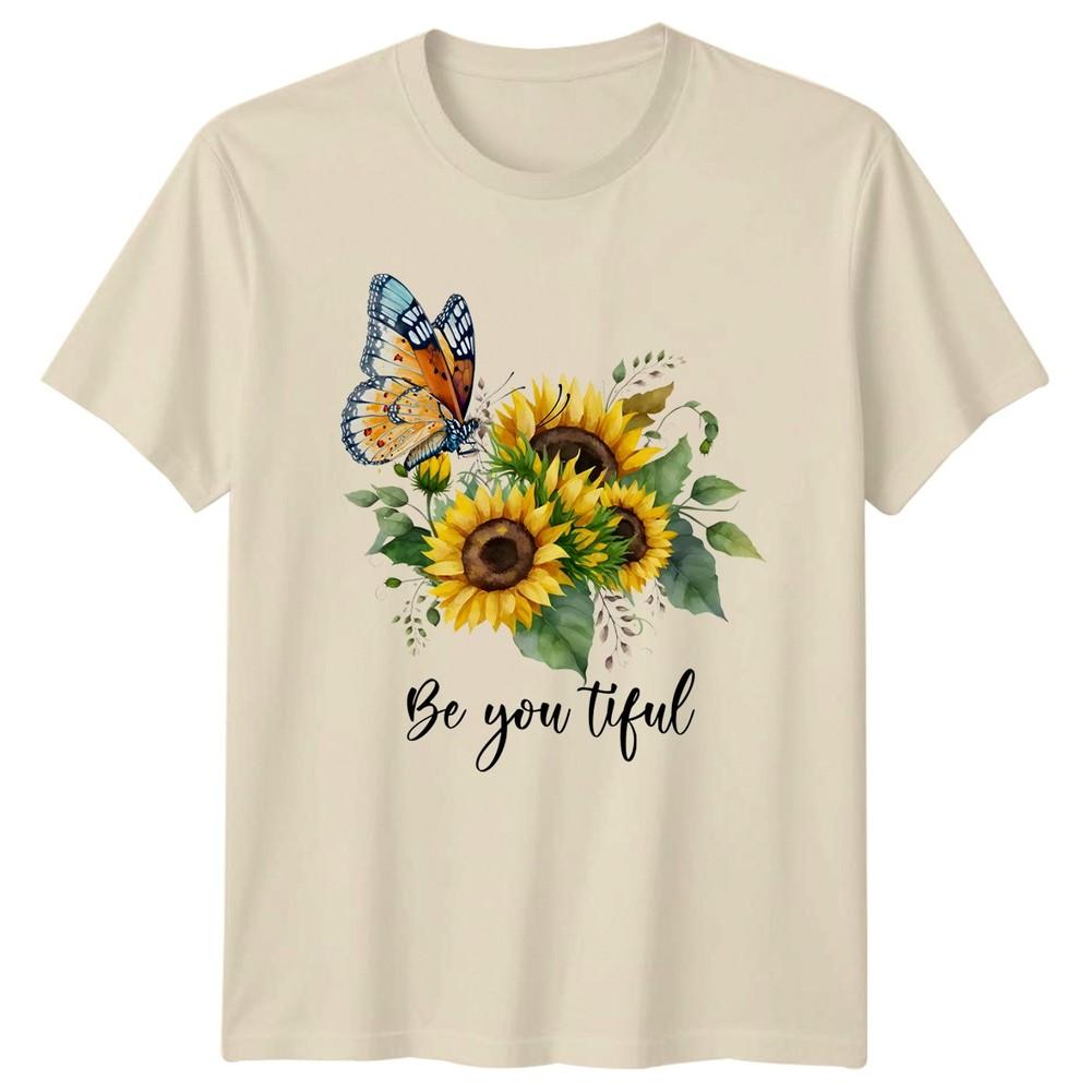 Be You Tiful Unisexs TShirt Sunflower Butterfly Floral Inspirational