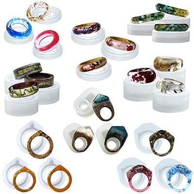 FUNSHOWCASE Silicone Ring Molds, Set of 24, for Jewelry Making, Epoxy Resin, UV Resin, Pendants, Keychains, Jewelry Parts, Polymer Clay, and Two-Part