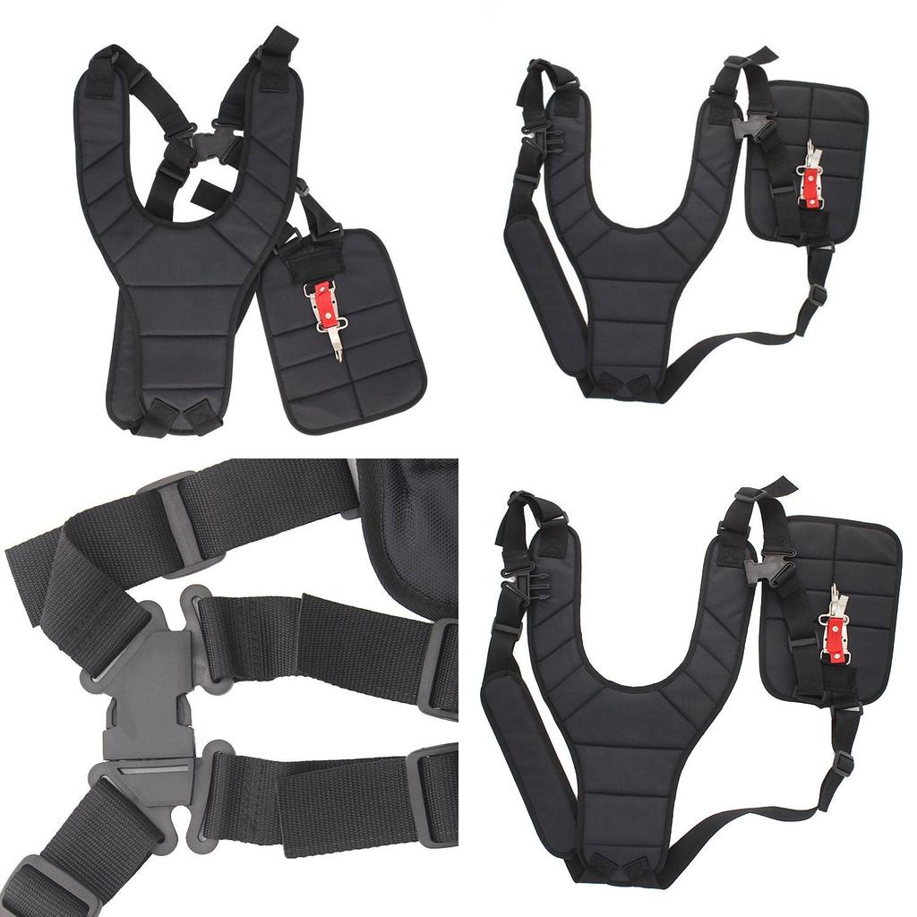 Premium Black Double Shoulder Harness For Brush Cutters And Grass Trimmers Forestry And Agriculture Use