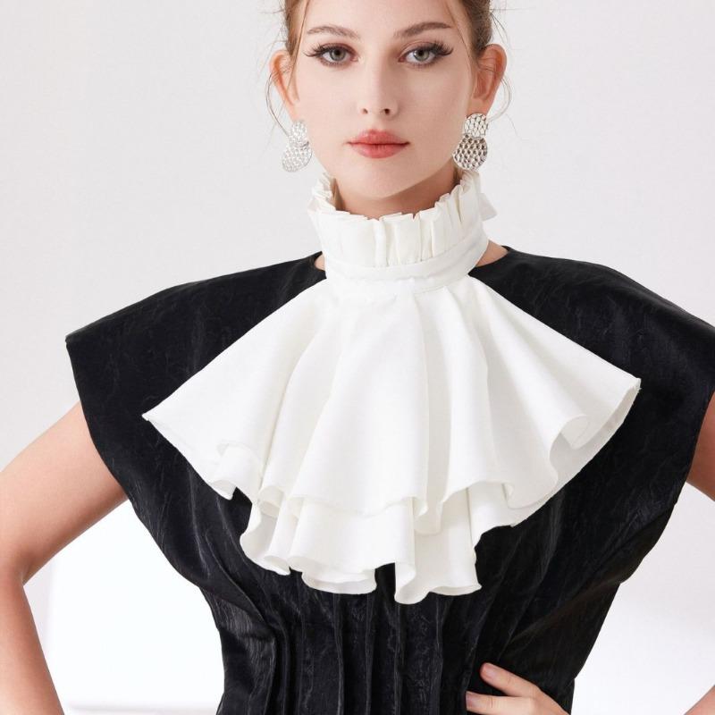 Jabot en Coton Cravate Dentelle Volant Faux Col Cravate de Cou Femmes Hommes Col à Volants Faux Col Accessoire Costume Victorien Cravate Amovible