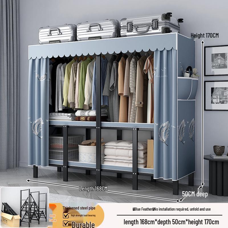 No-Assembly Wardrobe with Drawers: Foldable and Durable for Bedroom or Rental Room