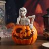 Glowing Design Ghost Festival Decoration Resin Craft LED Pumpkin Skull Light  Halloween Party