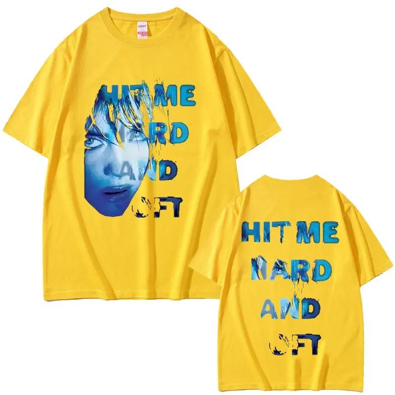 2026 Hit Me Hard and Soft Same Style Face Graphic T-shirt Men Women Fashion Pop Music T Shirts Unisex Cotton Oversized T-shirts