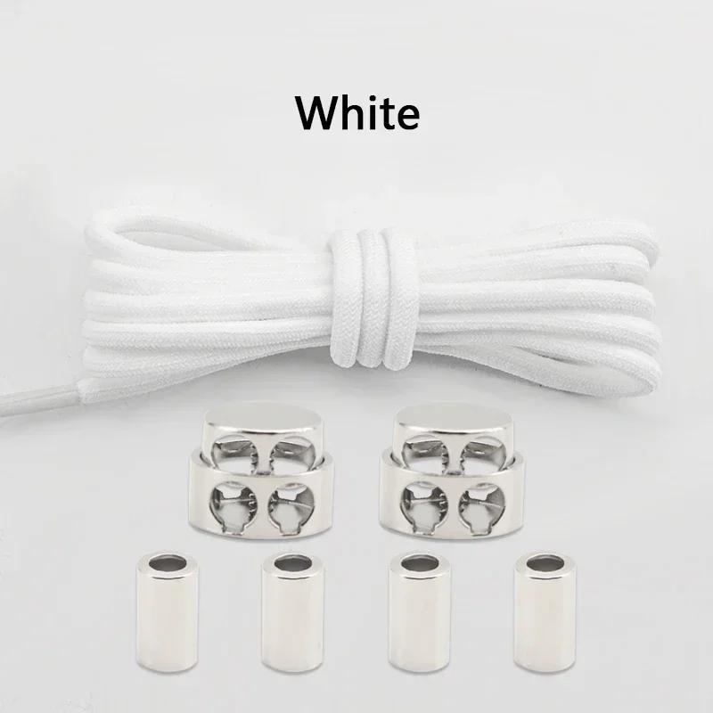 1Pair Lock Shoe laces Without ties Metal Buckle Laces Round Elastic Laces Sneakers Kids Adult No Tie Shoelaces Shoes Accessories