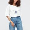 Uniqlo Buchstabenprint Schallplatte Rundhals T-Shirt Unisex Oberteile Weiß 434377-00