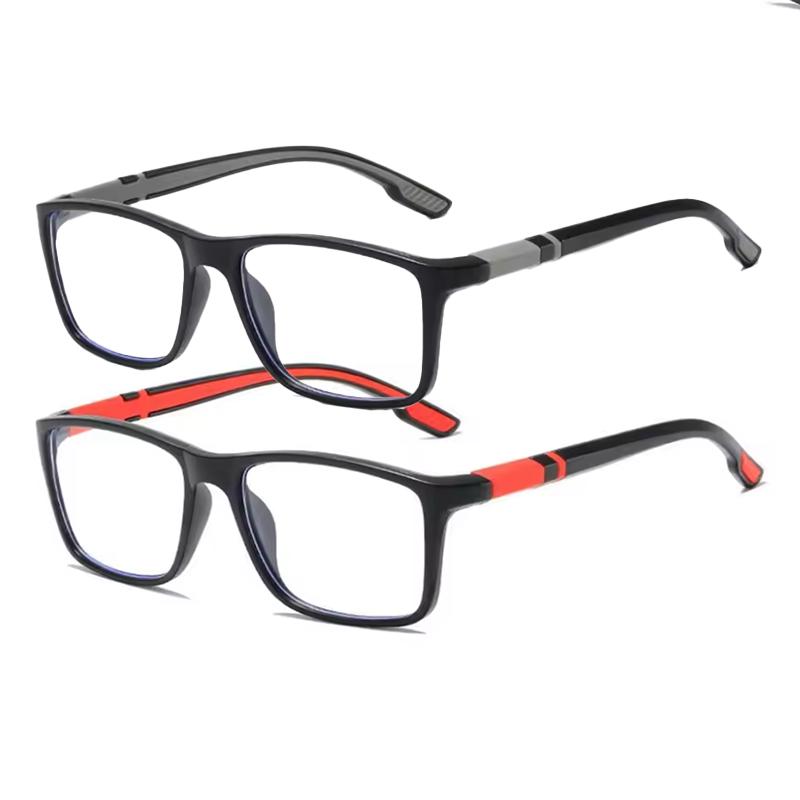 2Pairs of Unisex Sports Reading Glasses Rectangular Frame Anti Blue Light Comfortable Reading Glasses for Elderly People+1.0-4.0 +100 красный
