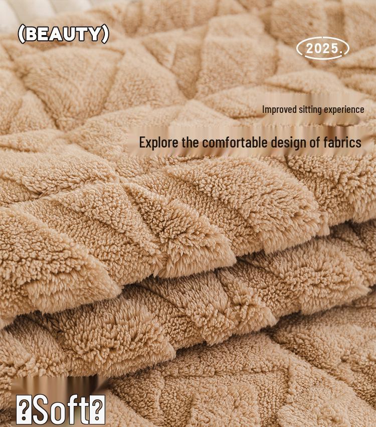 2026 Autumn/Winter Plush, Non-Slip Sofa Cover & Thick Velvet Cushion for Leather Sofas