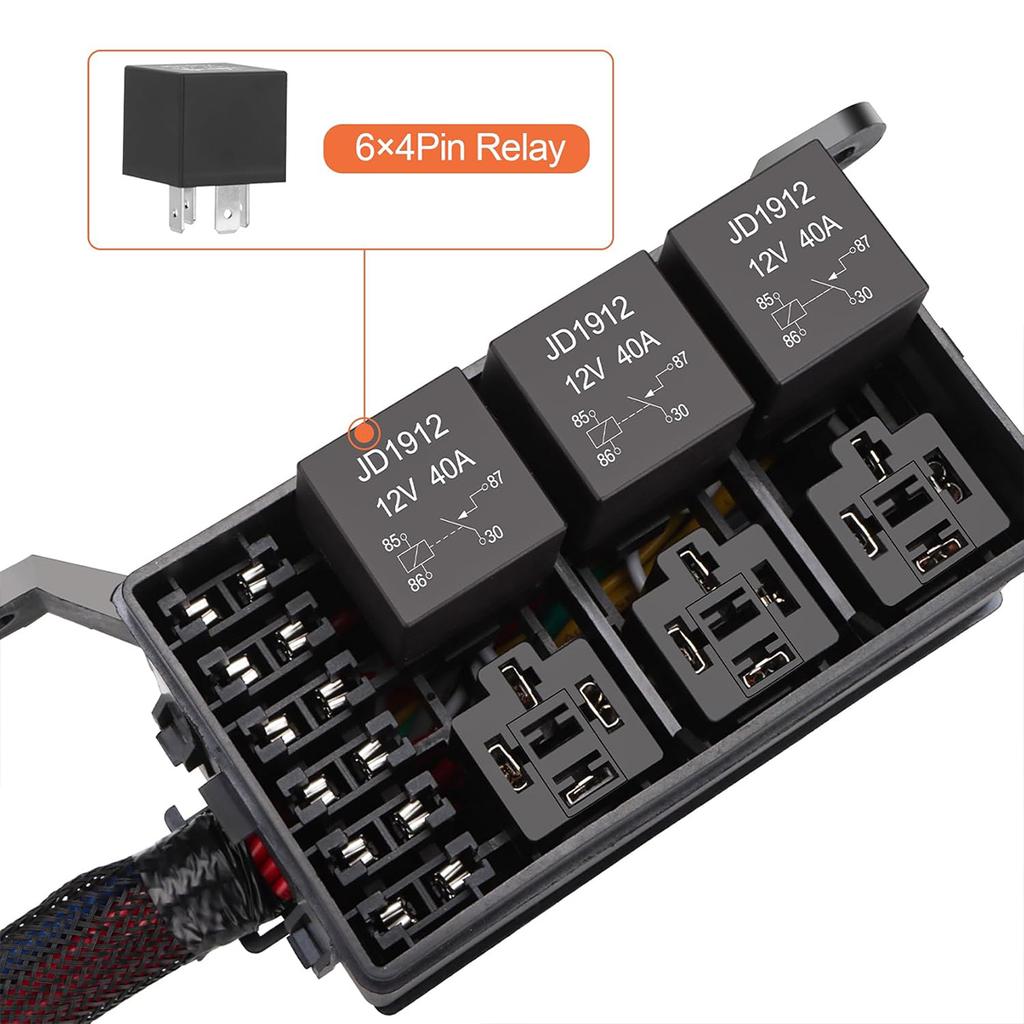 12V Fuse Relay Box 6 Way Relay Fuse Box Pre-Wired Relay Box with 6 Relays and 12 ATC/ATO Fuses Relay Panel Fuses4