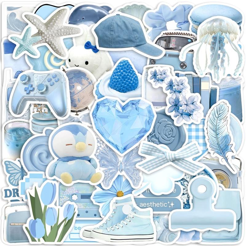 10 30 50 Stück Kawaii Hellblau Mädchen PVC Haftsticker Ästhetisch DIY Farbige Handy Laptop Gepäck Skateboard Graffiti Aufkleber
