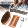[Mustache] Scissors, 4-Piece Beard Comb Set, Men's Beard Kit