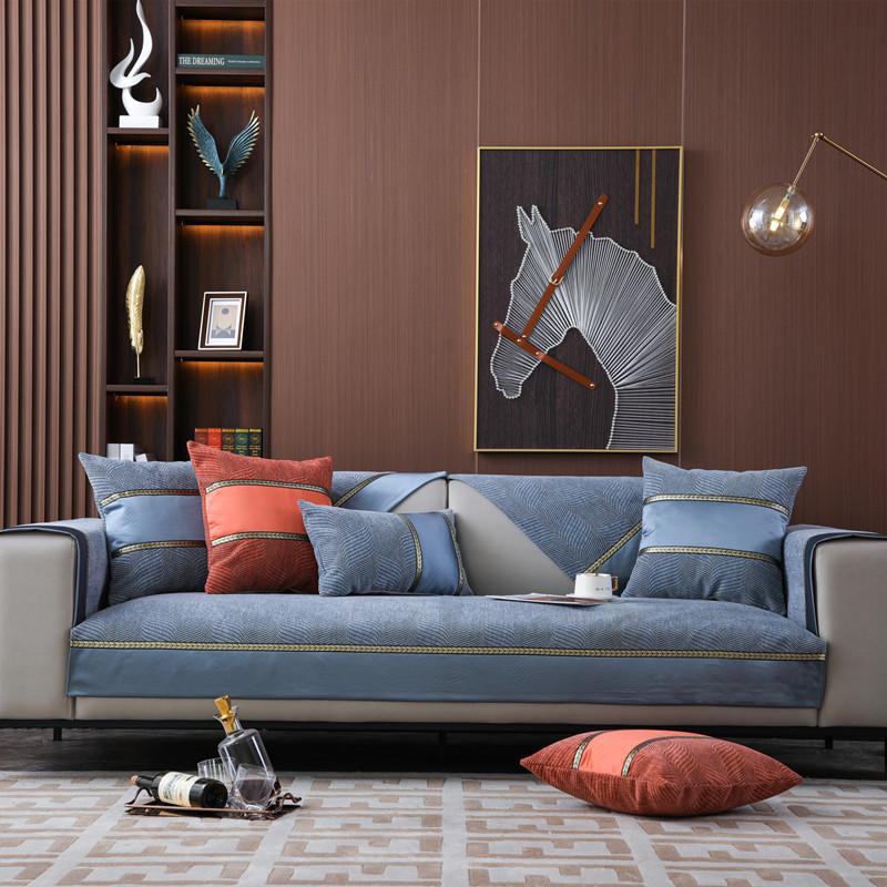 Four Seasons Universal Red Chenille Jacquard Sofa Cushion Modern Simple Non-Slip Color Matching Sofa Cushion Towel