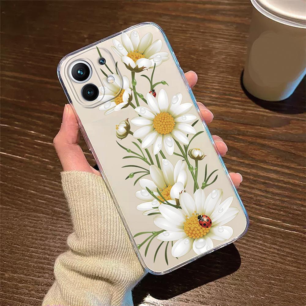 Rose Flower Phone Case Transparent Clear For Xiaomi 13T 14T 15T 11T 12T 10T 13 14 11 12 Lite Oil Painting Women Silicone Cover