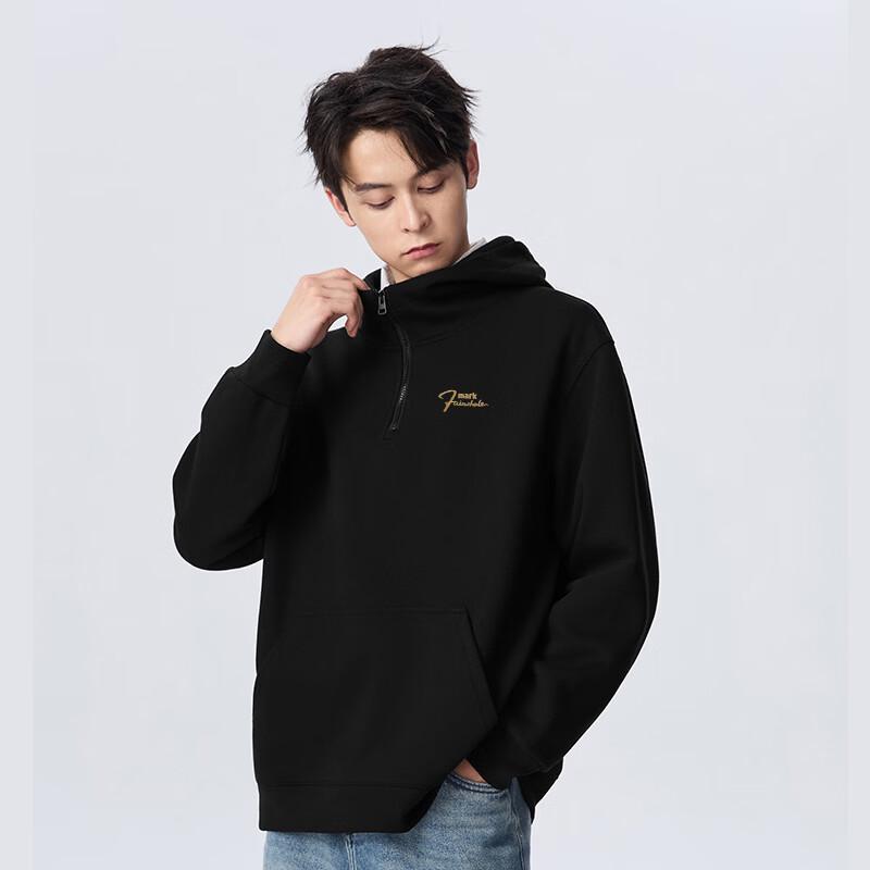 Mark Fairwhale Men's American-Style Loose Half-Zip Hooded Sweatshirt