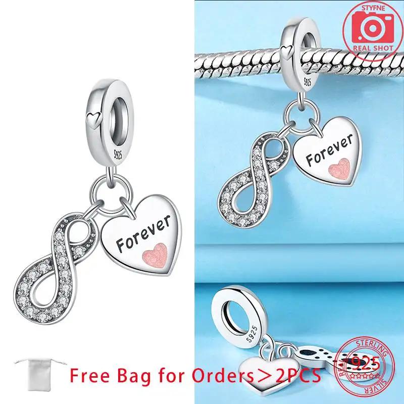 Αυθεντικά Στοιχεία Χαλκός Άπειρη Αιώνια Αγάπη Καρδιά Κρεμαστό Χάντρες Ταιριάζουν Βραχιόλια Χάντρες Για Γυναίκες Δημιουργία Κοσμημάτων DIY Δώρο