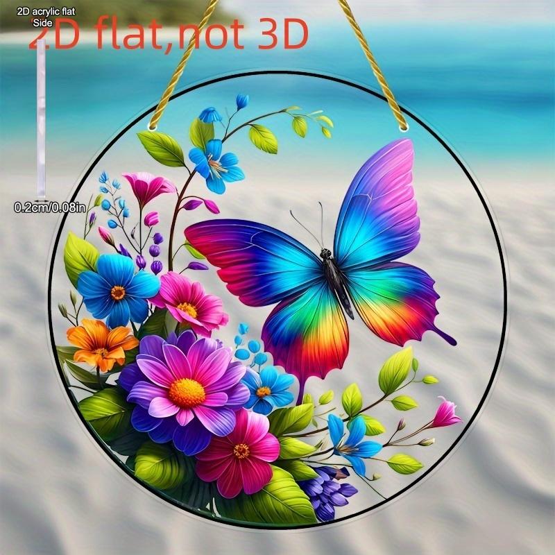 1pc Vibrant Butterfly & Floral Acrylic Suncatcher - Bohemian Style Window Art Decor, Colorful Room, Garden, Wall & Home Decoration  