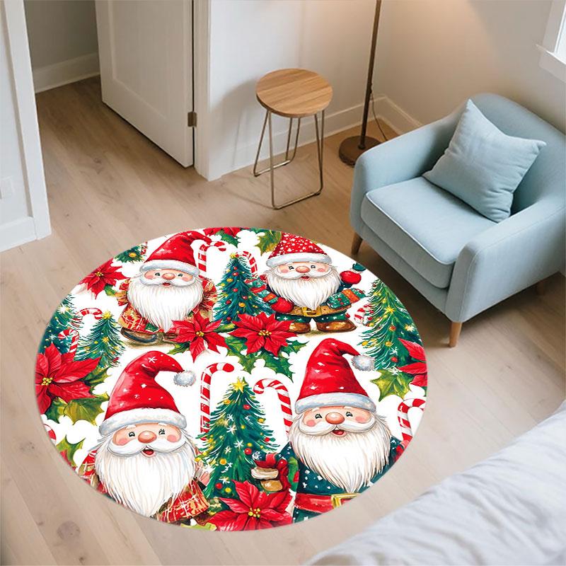 Christmas Theme Pattern Round rug,Carpet Rug for Living Room Bedroom Playroom ,Non-slip Floor Mat,Holiday Gifts and Birthday Gifts.