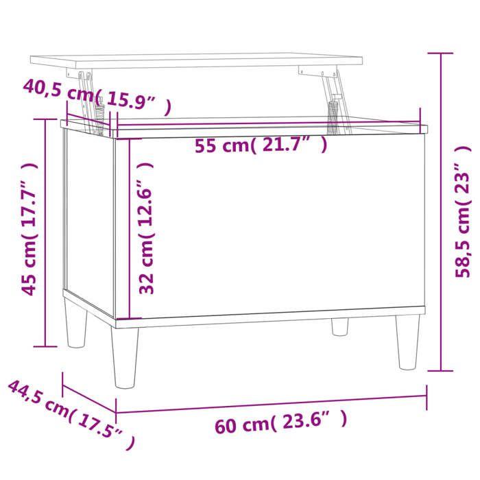 819570 vidaXL Table basse Sonoma gris 60x44,5x45 cm Bois d'ingénierie