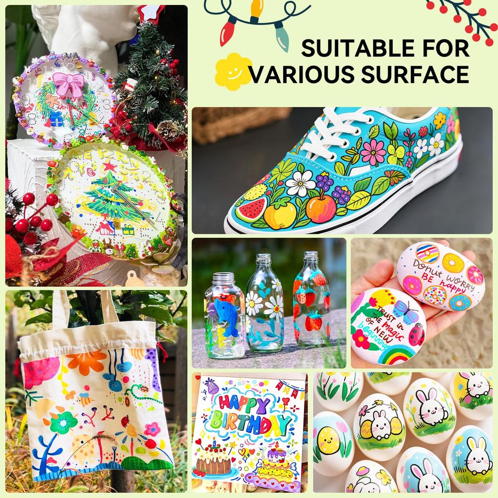 Arrtx Akryl 36 Penselpenn for Mineral- og Hobbymarkører, Farger, Direktefylltype, Vannbestandig, Maling, Glass, Tre, Stein, Keramikk, Stoff,