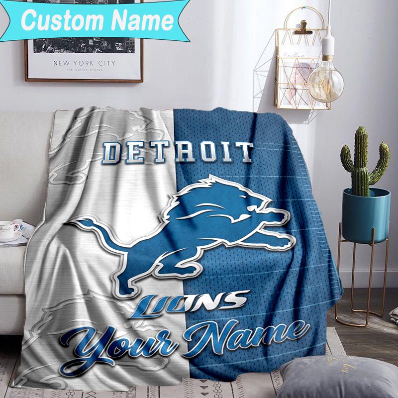 Custom Name Blanket Lions Team Blanket Bedding Blanket for Travel, Camping, Living Rooms, Offices, Sofas, Fan Christmas gift