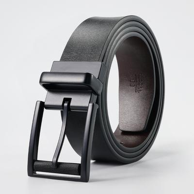 Men's Belt Can Rotate Pin Buckle Belt Versatile for Middle Aged and Young Cowhide Belt Men