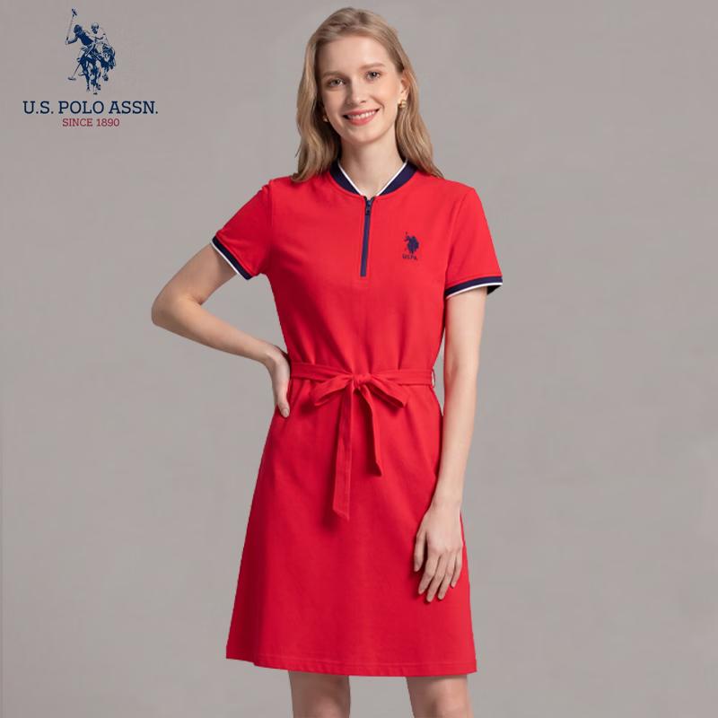 U.S. POLO ASSN. Women's Short Sleeve Polo Midi Dress