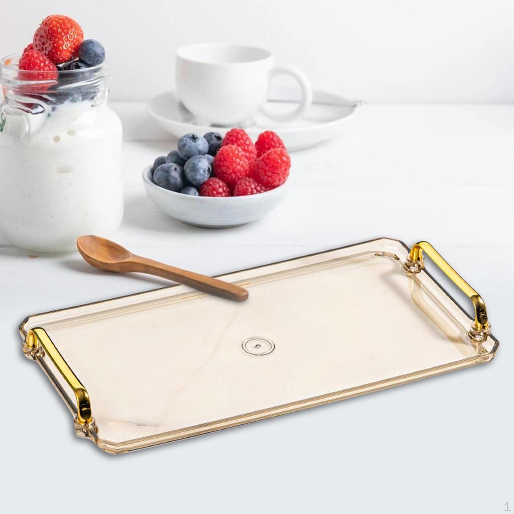 Tray with Handles,Non Slip Platters,Plastic Restaurant Serving Tray, for Parties Coffee Table Home