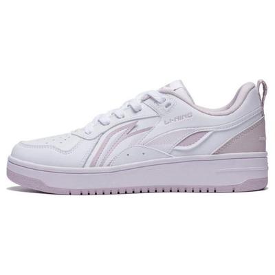 Li Ning Casual Versátil Antiderrapante Leve Durável Tênis de Skate de Cano Baixo Tênis Femininos Branco Roxo AGCT342-1
