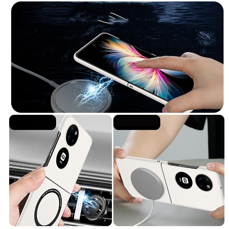 Matte Magnetic Anti-fingerprint PC Case For Huawei P50 Pocket 2 Car adsorption Shockproof Back Cover Shell