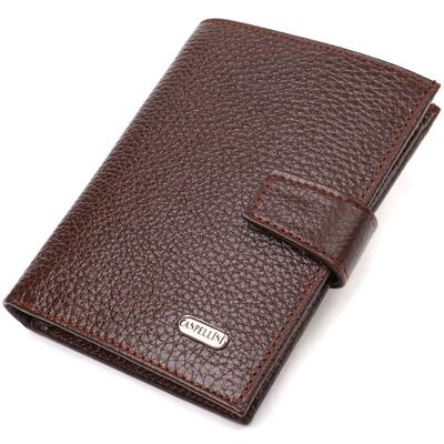 Convenient Vertical Men's Wallet of Medium Size Made of Genuine Leather Flotar CANPELLINI 21737 Brown