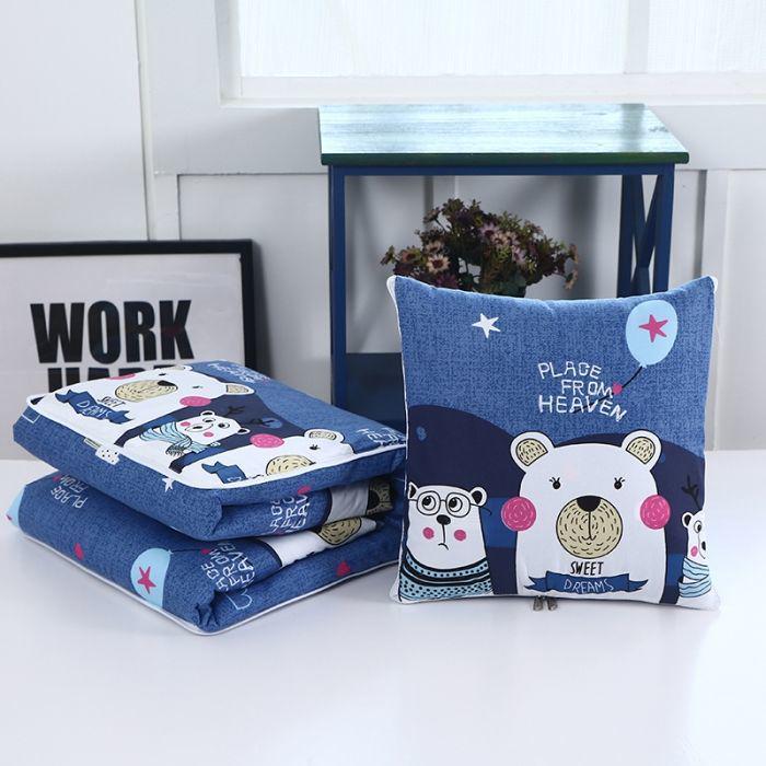 Foldable Multifunctional Nap Cushion: Pillow & Blanket for Car & Office