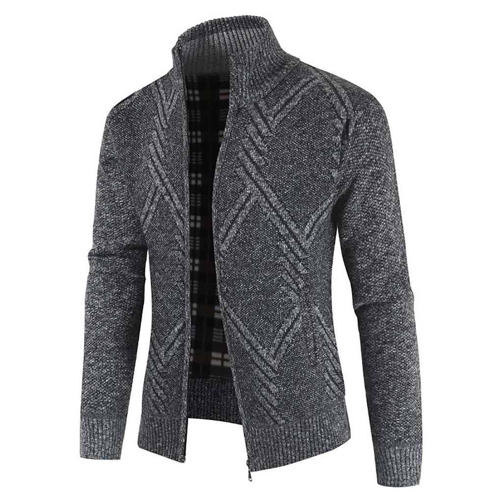 Winter Men's Casual Fashion Cardigan Sweater Jacket Long Sleeve Knitted Sweater Top Outwear Coat