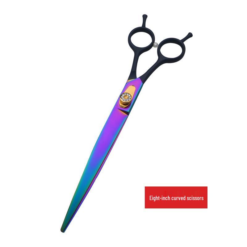 8 Stainless Steel Pet Grooming Curved Shears - Hair Trimming Fishbone Clippers