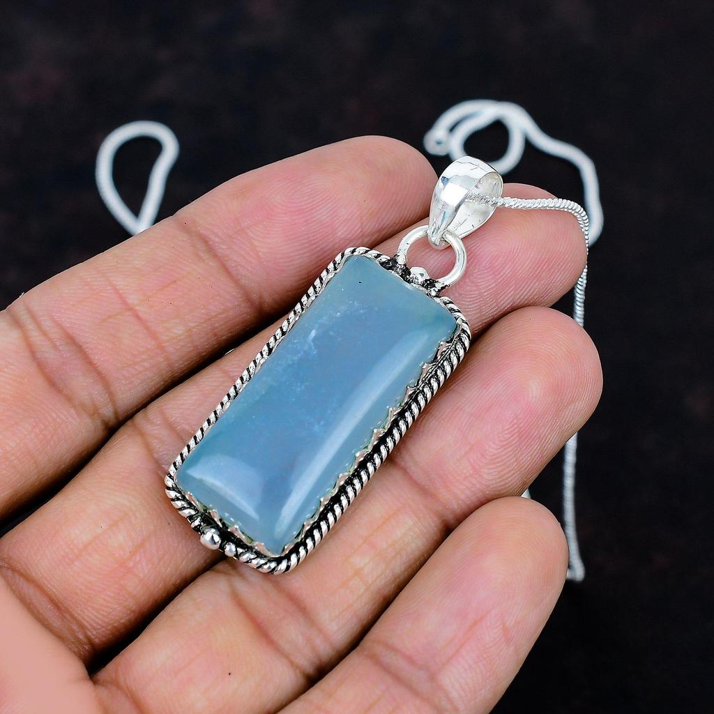 Aquamarine Pendant 925 Sterling Silver Handmade Pendant Amazing Gemstone Jewelry