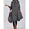 Solid Color Plus Size Women's Button Up Version Medium To Long Loose Coat Cloak Windbreaker