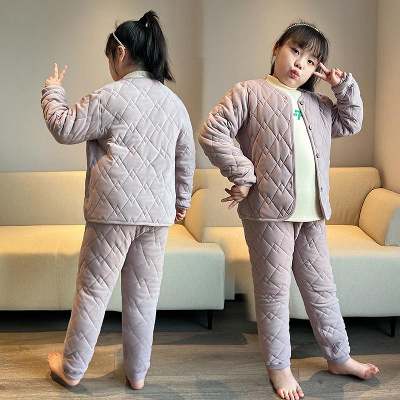 Silk Cotton Homewear for Kids: Warm Pants & Clothes for Boys and Girls - Perfect for Autumn/Winter.
