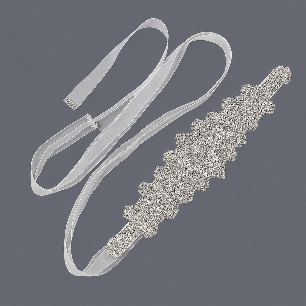 Elegant Silver Rhinestone Wedding Belt – Versatile High-End Dress Accessory for Fashion Shows and Performances
