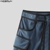 INCERUN Men Zip-up Waist Stitching Belt Corduroy Casual Long Harem Pants Trousers 