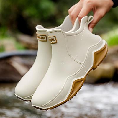 Trendige wasserdichte, rutschfeste und langlebige Damen-Regenstiefel für den Außenbereich, einfarbige Gartenschuhe