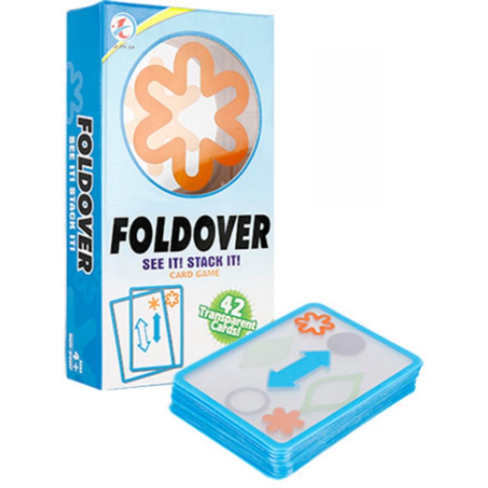 Transparent Foldover Card Game See It Stack It Family Party Board Game 42PCS Interactive Matching Card Game Adults