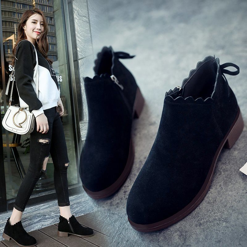 Fashion 2024 Winter New Women's Short Boots Thick Heels Fashion Low-heeled Short-tube All-match Boots Student Korean Women's Boots