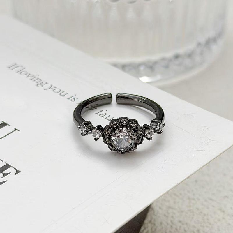 "Minimalist Dark Purple" Dark Punk Personality Delicate Zircon Ring Women'S Temperament Sweet Cool Wind Index Finger Ring
