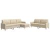 Vidaxl 3-Cz. Sofa Set with Footrest, Cream, Fabric Upholstered