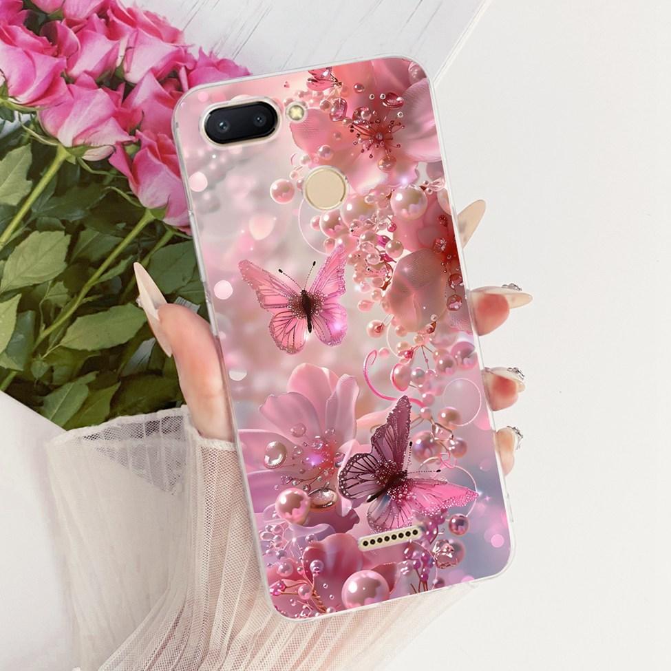 For Redmi 6 Case Cover Transparent Cute Cat Fashion Butterfly Funny Cool Painted Casing M1804C3DH M1804C3DG M1804C3DI