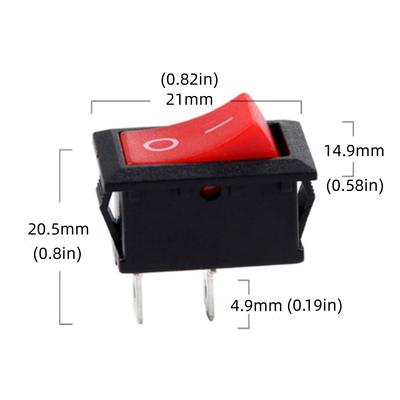 10Pcs KCD1 Boat Rocker Switch 6A 250V 10A 125V 2 Pin Position Snap Red Black Toggle Switches