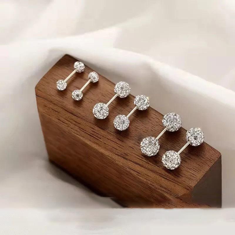 Double-headed Diamond Earrings for Men and Women, Fashionable Twist-on Buckle, Anti-round Beads, Shambhala Ear Bone Studs, Ear Piercings